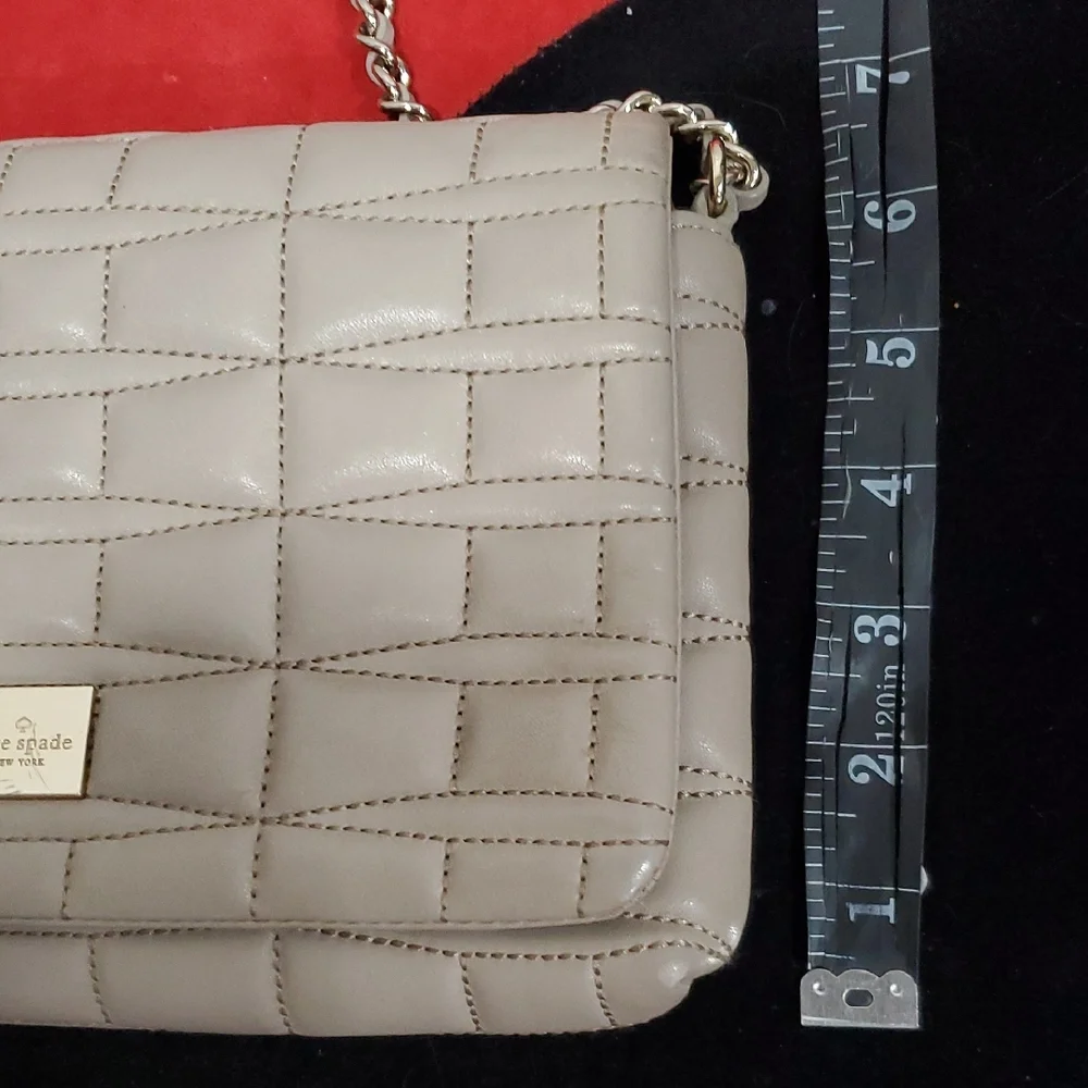 Kate Spade Elegant Taupe Quilted Crossbody Bag